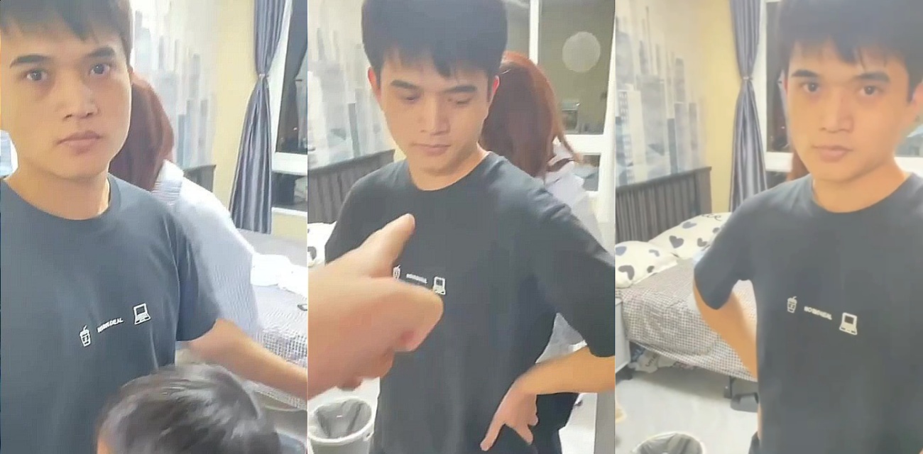 偷情被原配现场抓包 男子眼神飘忽狡辩没睡还护小三逃跑