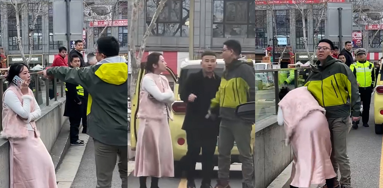 江苏扬州万象汇事件 男司机追尾发生剐蹭后 当街怒扇嘴臭姐的一巴掌被判赔偿3W