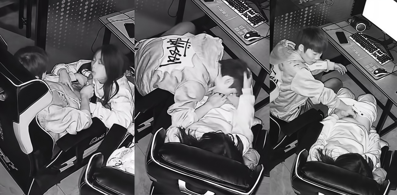 泰安网吧 情侣包房 啪啪被监控拍下 姿势繁多又舔又扣 小情侣把包房当炮房花样真多