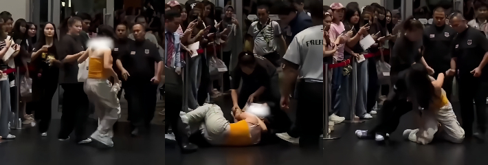 中国女粉泰国活动现场 袭击安保人员遭抱摔锁喉 主办方拟起诉 事件引发网友热议