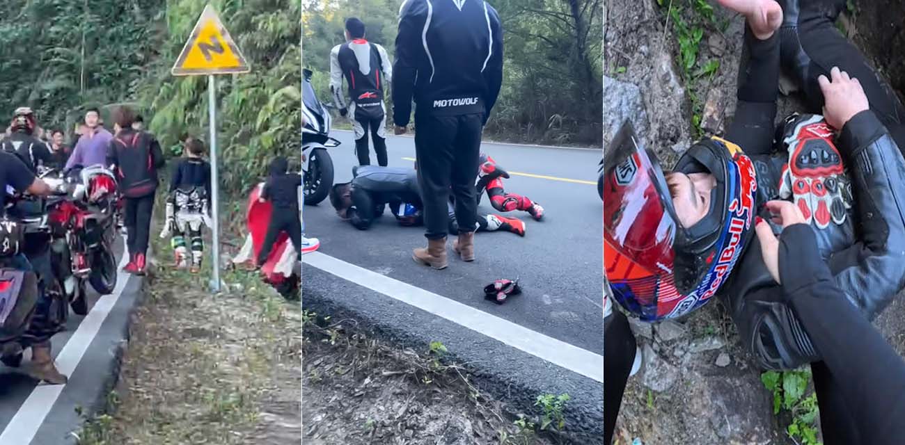 桂山机车网红袁聪 跑山狂飙车辆失控瞬间翻车 腰椎断裂血浆四溅 摔车全过程视频曝光