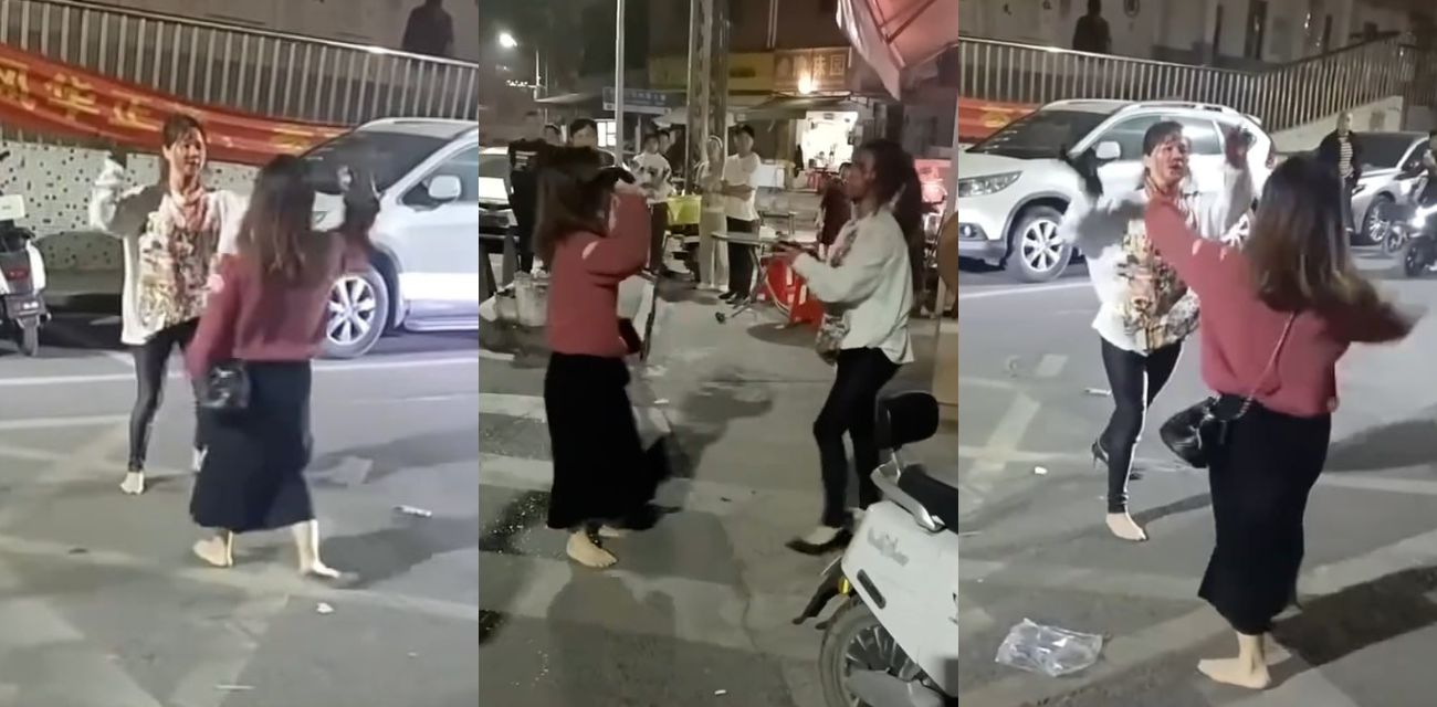 广西忻城极品原配大战小三 为爱互拼头破血流 老公情夫淡定旁观太刺激了！