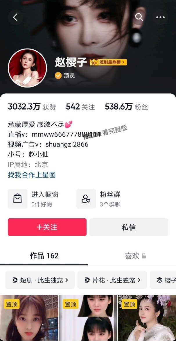 明星/抖音 赵樱子 透视装漏点擦边视频