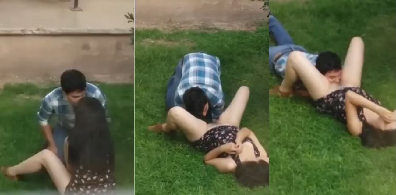 草坪性爱大野战～大学生化身优雅的舔逼绅士为女友深情清理嫩穴上的白带！
