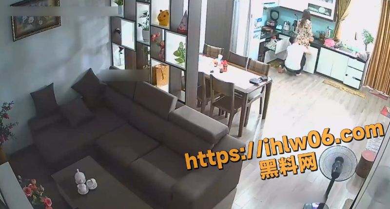 黑客破解家庭网络摄像头偷拍 性感的老婆在厨房做饭就被老公所强势出击！