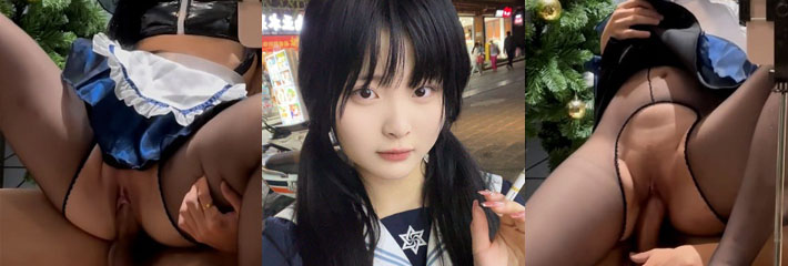 高颜值冷白皮女大学生 cos双马尾女仆对镜自拍 粉嫩骚穴被男友猛操后无套內射
