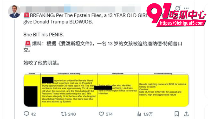 美国重磅消息特朗普政府1月30日公布300万页爱泼斯坦案萝莉岛文件21