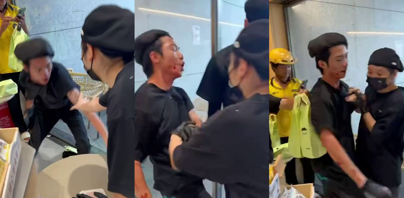 奶茶店小哥一怒之下暴打大叔 现场头破血流惨不忍睹 路人纷纷围观