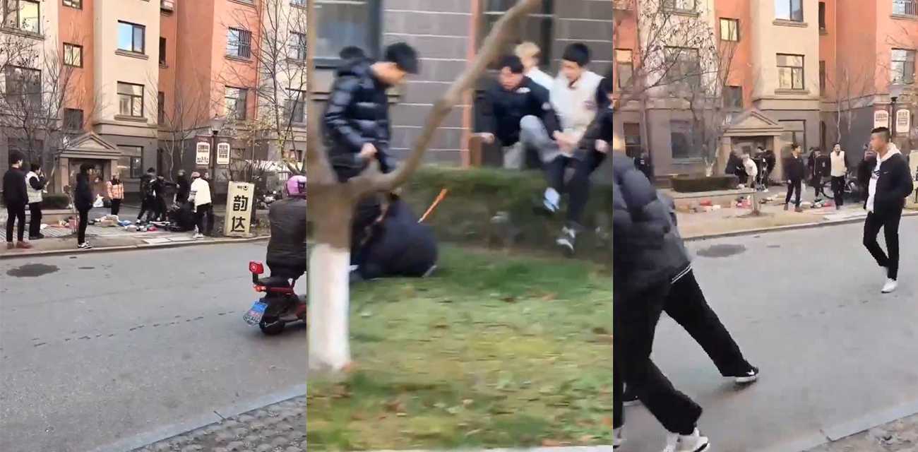 辽宁东港洗剪吹精神小伙街头大战 没见过精神小伙打架的 来看看有多精神!