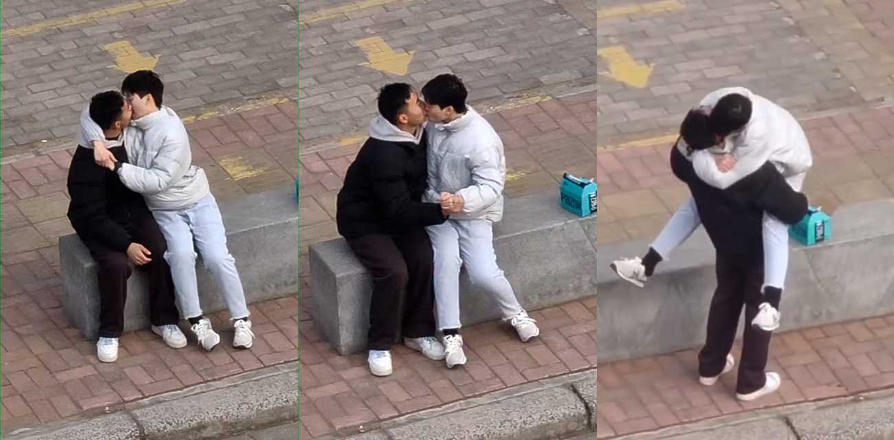 河南交通大学基佬热瓜 大白天就在学校操场激吻 还抱着转圈圈