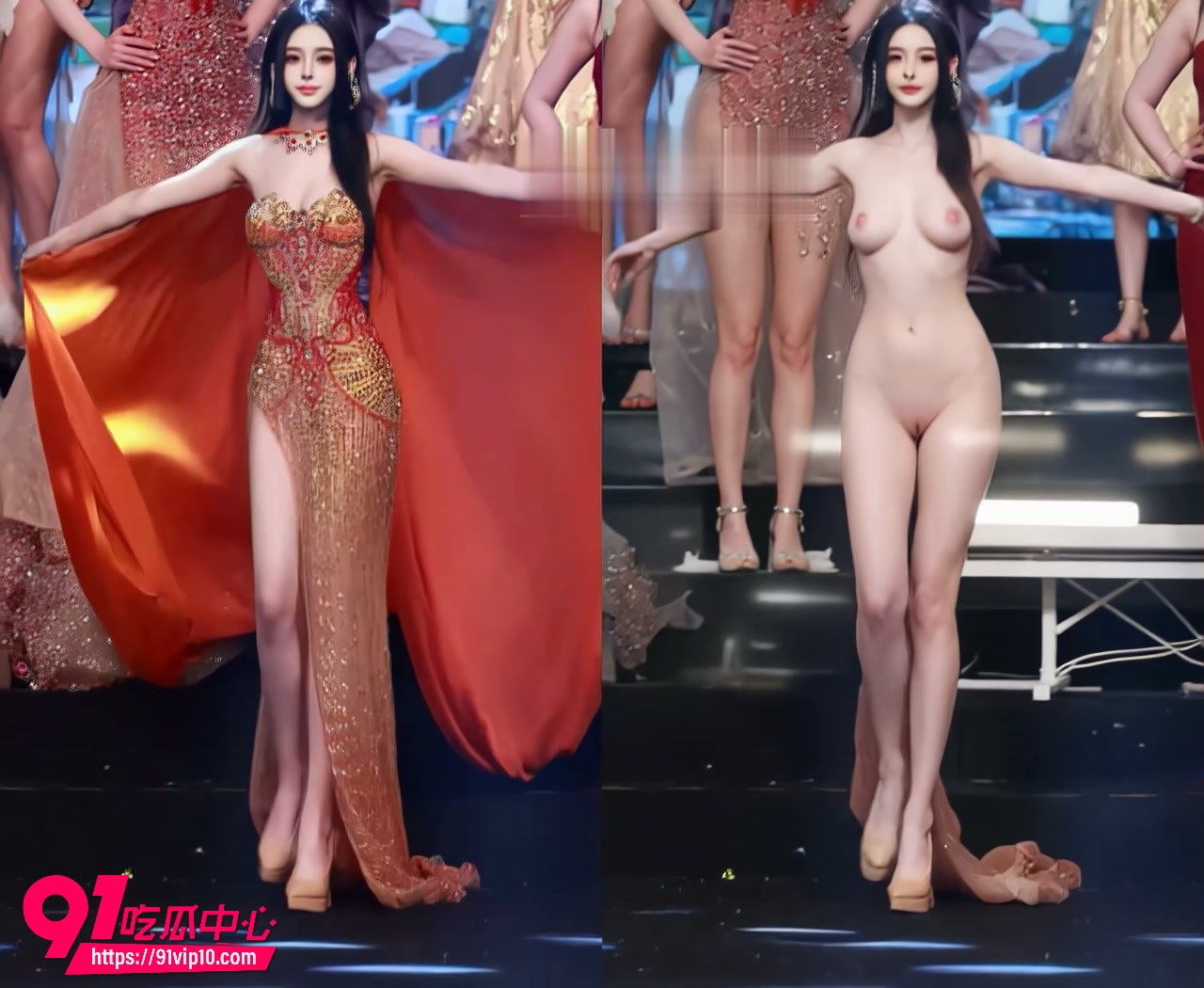 AI脱衣网红美女脱衣系列 萧纤纤国际小姐嫩穴巨乳扭腰裸舞 反差诱惑太强