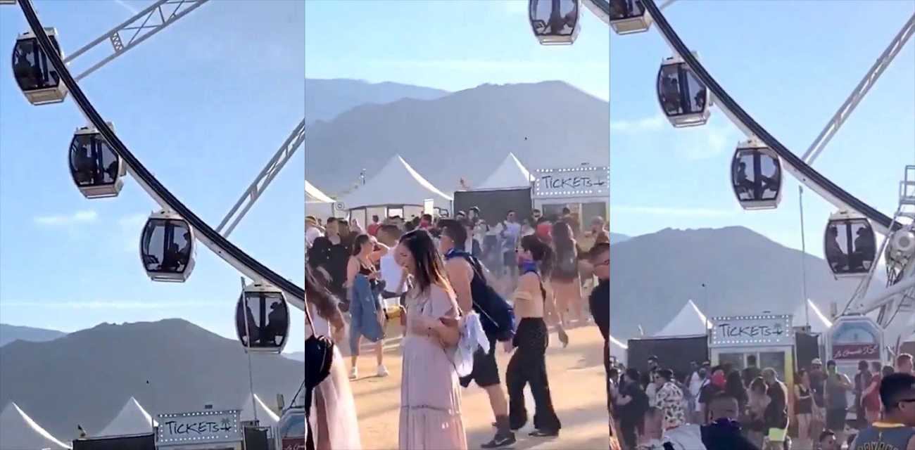 国外小年轻寻求刺激 跟女朋友在摩天轮高空性爱 精彩画面被游客一览无余