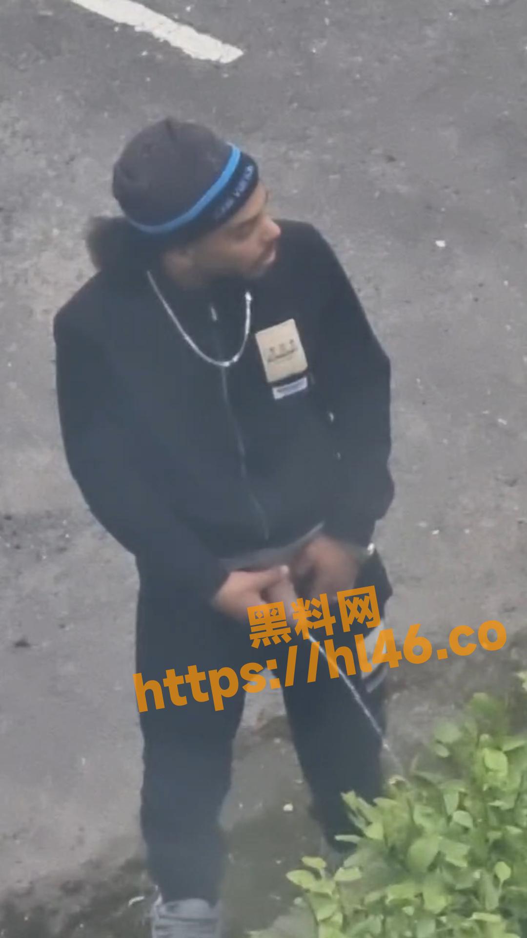 英国瓜友抓拍搞笑一幕 大屌猛男随地小便后竟用树叶擦黑鸡巴？