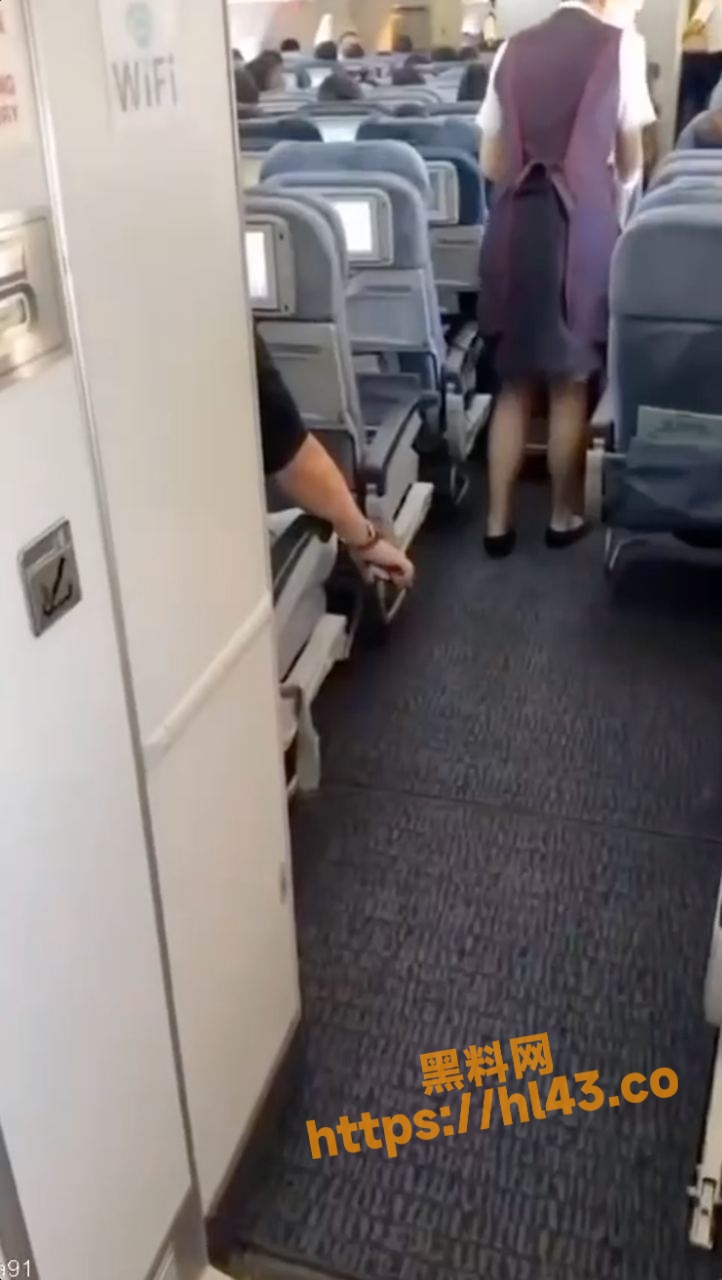 瓜友在飞机上偷拍想要抄底空姐 殊不知后面的哥哥早已盯上他了直接抓了个现行！