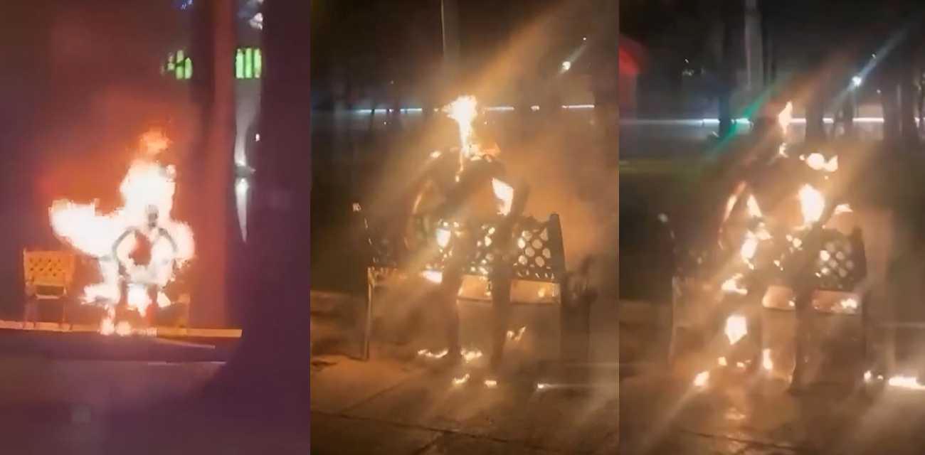 越南胡志明市公园自焚事件 男子赌球失败公园自焚 被扑灭后仍清醒等待救援 现场视频流出!