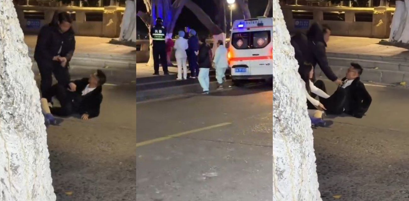 深夜街头醉酒女遭陌生男强吻!路中躺地被亲47秒引众怒 女子报警强奸未遂