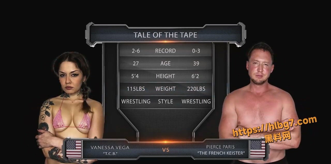 男女混合全裸摔跤比赛 Vanessa Vega vs Pierce Paris - 率先输掉比赛 ！