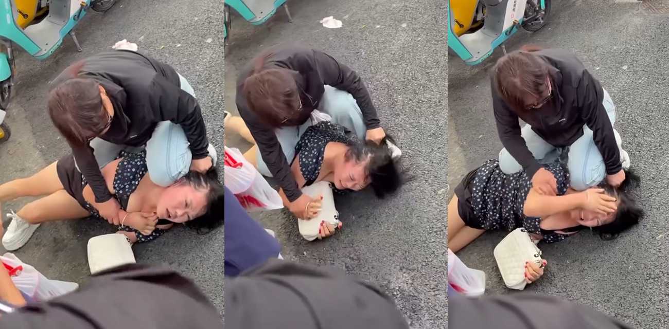 河北保定高阳大世界 原配当街暴打小三 内裤都被撕了 激烈现场视频流出!