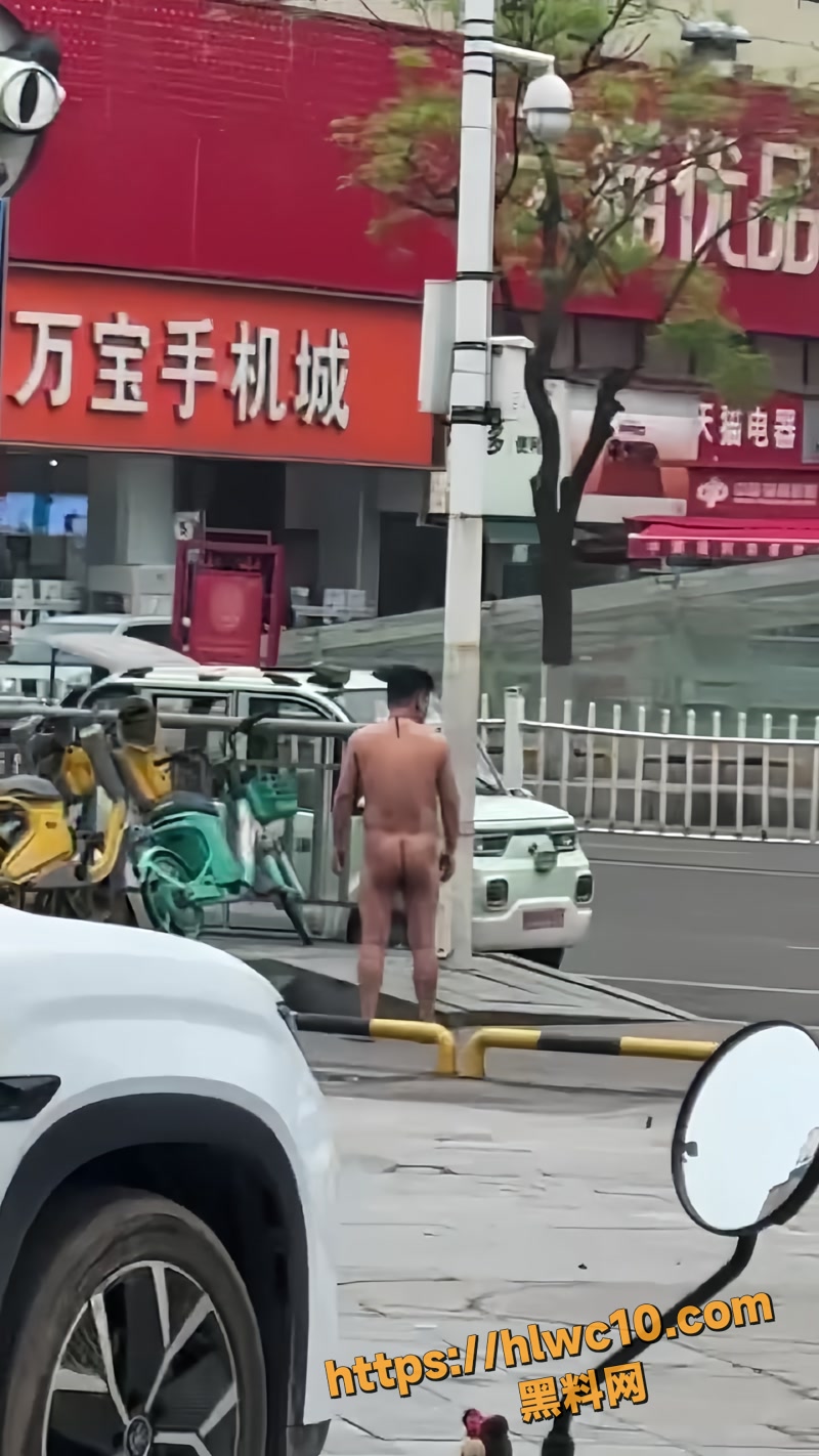 河南漯河万宝手机城街头男子全裸狂奔 路人手机现场视频曝光 警方迅速赶到拖走