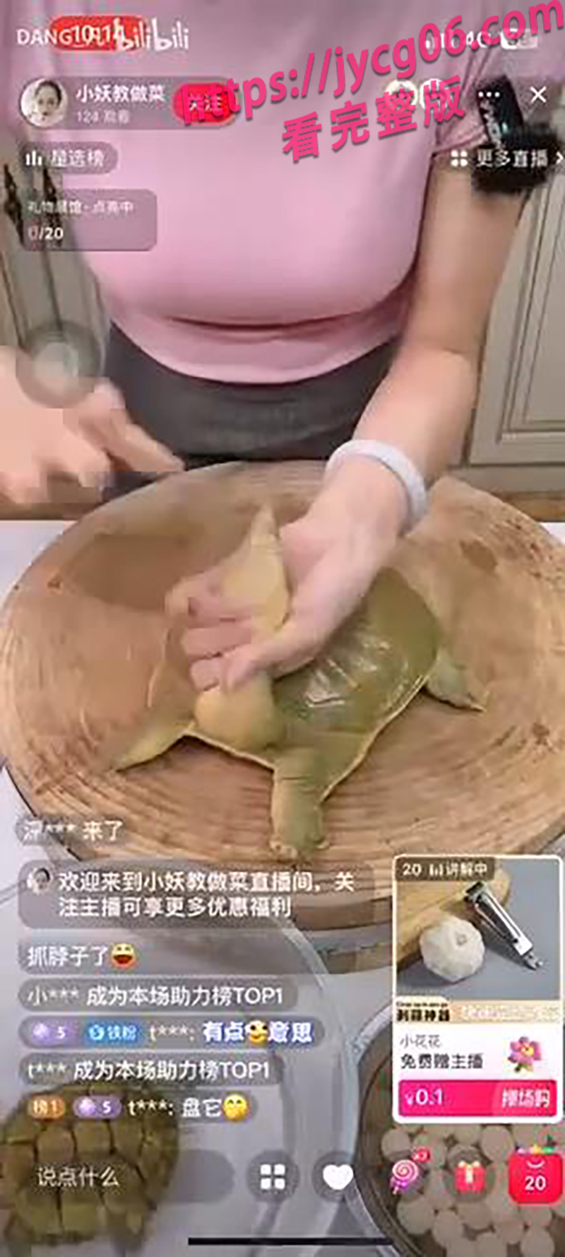 按摩师变身厨娘?美女直播做甲鱼手法熟练撸“龟头”