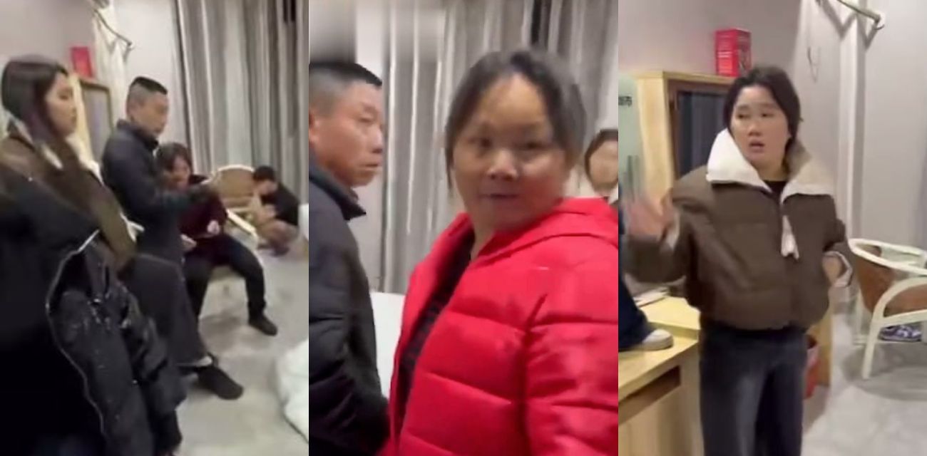 潮汕抓奸现场直击视频 全家冲酒店怒抓现场 男人跪地求饶小三裹被瑟缩