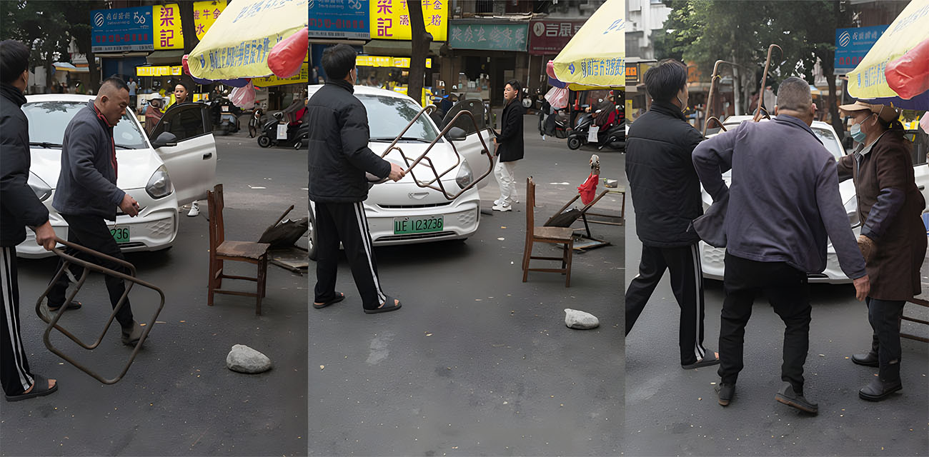广西鑫宏东海蔬菜批发市场 男子与人发生冲突猛挥砍刀 被多人追赶围堵场面失控！