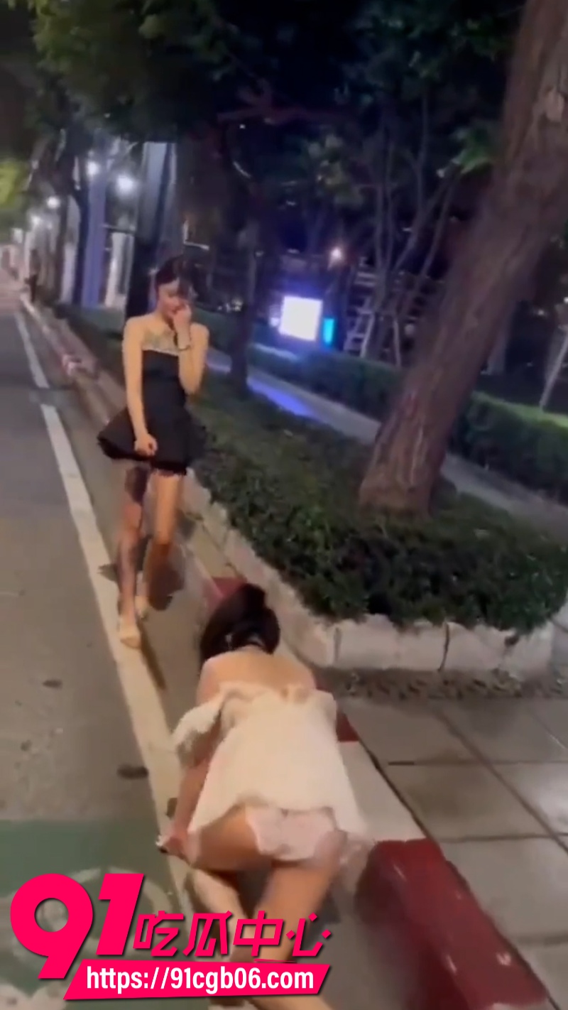 广东街头一名小仙女被拴上狗链户外爬行网页素材5改