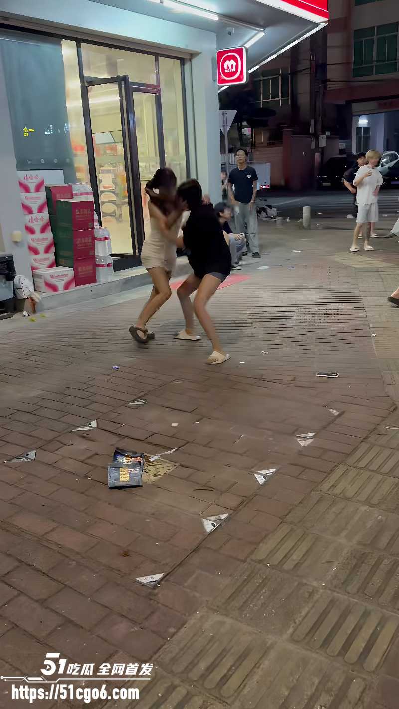 精神小妹当街打架 1