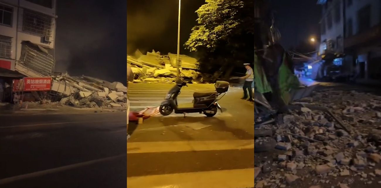 广西柳州柳南深夜5.2级地震现场 沿街楼房瞬间塌成废墟 居民半夜狂逃命现场惨不忍睹！