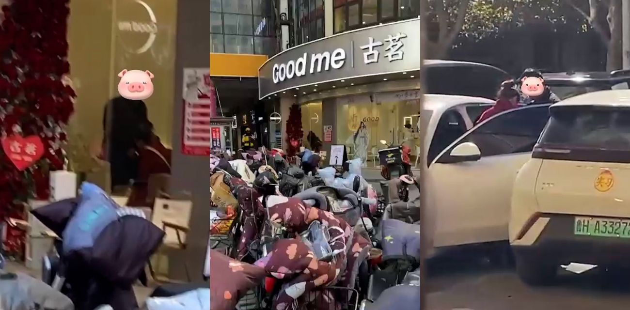 梁山古茗店内一堆中年夫妻竟在大庭广众之下激情口交 完事后还在车里车震 难道没钱开房吗?