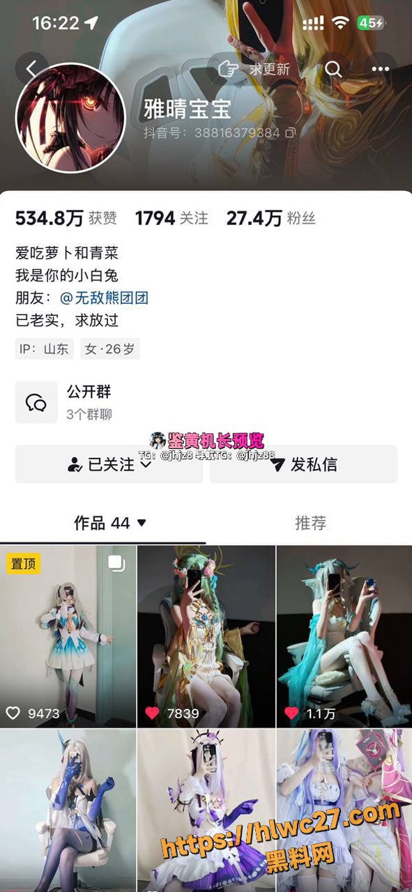 抖音27万粉丝网红 雅晴宝宝 二次元大尺度诱惑 定制自慰福利视频